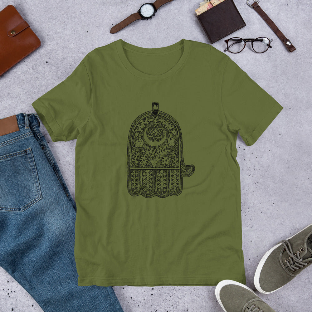 Jewish Amulet Short-Sleeve Unisex "Magical" T-Shirt (Shalom Sabar Collection)