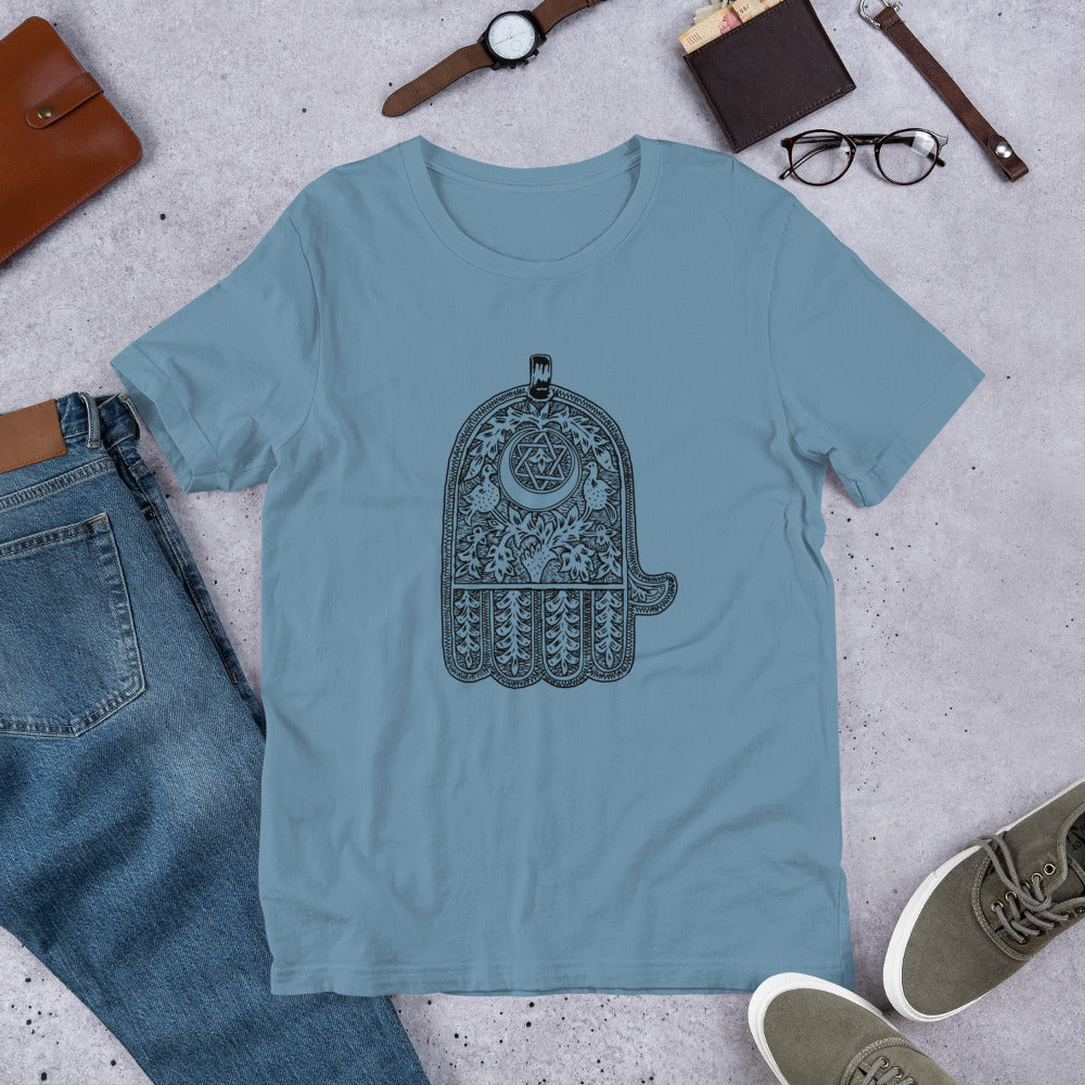 Jewish Amulet Short-Sleeve Unisex "Magical" T-Shirt (Shalom Sabar Collection)