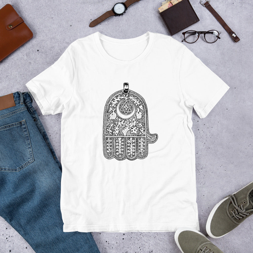 Jewish Amulet Short-Sleeve Unisex "Magical" T-Shirt (Shalom Sabar Collection)