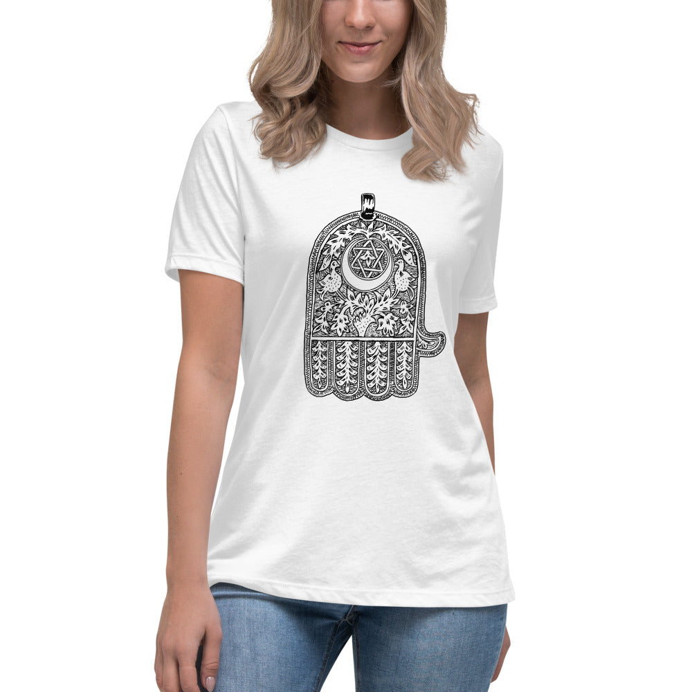 Jewish Amulet Short-Sleeve "Magical" Women's Relaxed T-Shirt (Shalom Sabar Collection)